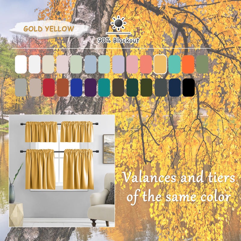 DONREN Gold Yellow Curtains for Bedroom - Thermal Insulated Room Darkening Rod Pocket Curtain Panels (52 W x 96 L,2 Panels) - Image 3